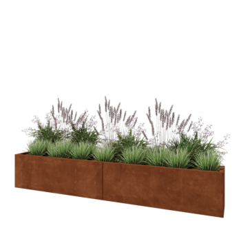 Floreira XXL em aço corten - Retângulo - 240 x 30 x 40 cm - Sem placa de base