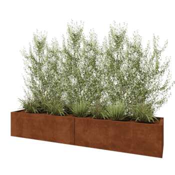 Floreira XXL em aço corten - Retângulo - 240 x 50 x 40 cm - Sem placa de base