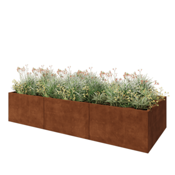 Floreira XXL em aço corten - Retângulo - 300 x 120 x 60 cm - Sem placa de base
