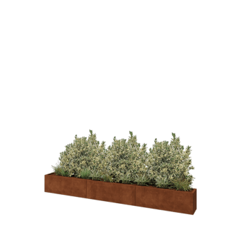 Floreira XXL em aço corten - Retângulo - 360 x 30 x 40 cm - Sem placa de base