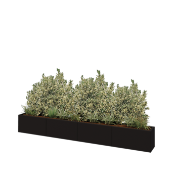 Floreira XXL em aço - Retângulo - 320 x 30 x 40 cm - RAL9005 fosco (preto) - Sem placa de base