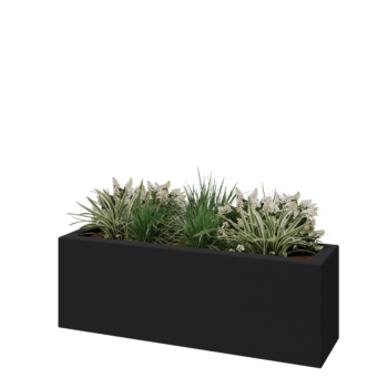 Floreira em fibra de vidro - Retângulo - 120 x 30 x 40 cm - RAL7021 mate (cinzento preto) - Com fundo