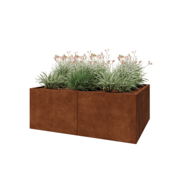Floreira XXL em aço corten - Retângulo - 160 x 120 x 60 cm - Com placa de base
