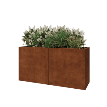 Floreira XXL em aço corten - Retângulo - 160 x 50 x 80 cm - Sem placa de base