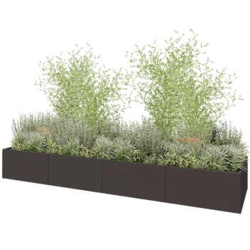 Floreira XXL em aço - Retângulo - 480 x 120 x 60 cm - RAL7016 fosco (cinzento antracite) - Sem placa de base