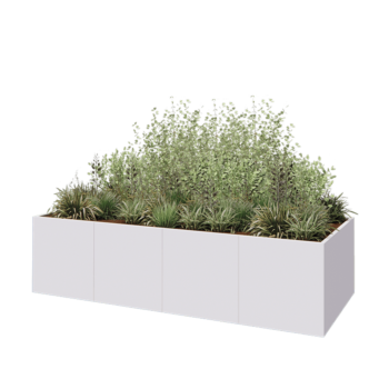 Floreira XXL em aço - Retângulo - 320 x 120 x 80 cm - RAL9010 fosco (branco) - Sem placa de base