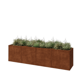 Floreira XXL em aço corten - Retângulo - 320 x 60 x 80 cm - Sem placa de base