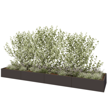 Floreira XXL em aço - Retângulo - 480 x 100 x 40 cm - RAL7016 fosco (cinzento antracite) - Com placa de base