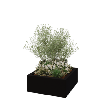 Floreira em fibra de vidro - Quadrado - 100 x 100 x 40 cm - RAL9005 mate (preto) - Com fundo