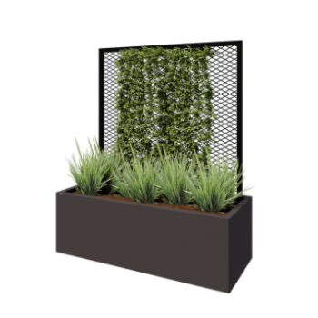 Treliça em aço - 110 x 3 x 117,5 cm - RAL9005 fosco (preto) - Para floreira 50 cm
