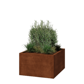 Floreira em aço corten - Quadrado - 100 x 100 x 60 cm - Soldado - Sem placa de base