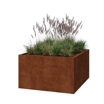 Floreira em aço corten - Quadrado - 140 x 140 x 80 cm - Soldado - Sem placa de base