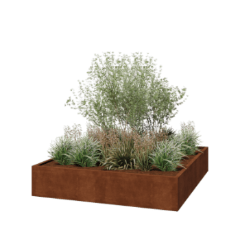 Floreira soldada em aço corten Montana 200 x 200 x 40 cm