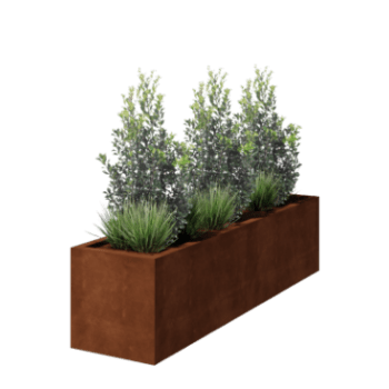 Floreira soldada em aço corten Montana 200 x 50 x 50 cm