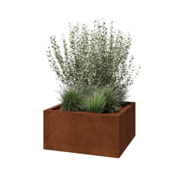 Floreira em aço corten - Quadrado - 80 x 80 x 40 cm - Soldado - Sem placa de base