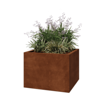 Floreira em aço corten - Quadrado - 80 x 80 x 60 cm - Soldado - Sem placa de base