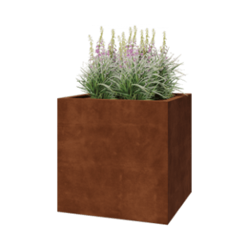 Floreira em aço corten - Quadrado - 80 x 80 x 80 cm - Soldado - Sem placa de base
