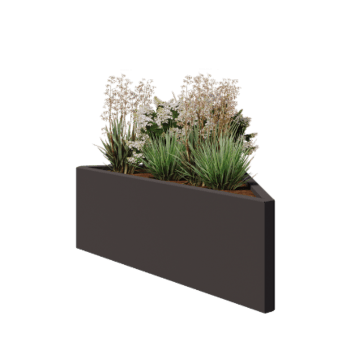 Floreira em aço - Triângulo isósceles - 112,2 x 60,5 x 40 cm - RAL7016 fosco (cinzento antracite) - Sem placa de base