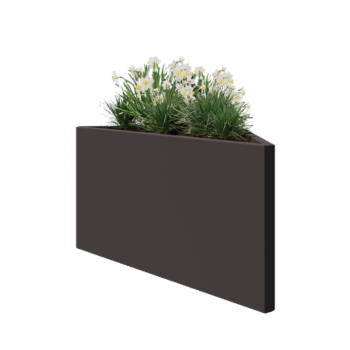 Floreira em aço - Triângulo isósceles - 112,2 x 60,5 x 60 cm - RAL7016 fosco (cinzento antracite) - Sem placa de base