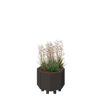 Floreira em aço - Octógone - 48,3 x 48,3 x 30 cm - RAL7016 fosco (cinzento antracite) - Com placa de base - Com rodas