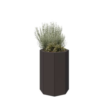 Floreira em aço - Octógone - 48,3 x 48,3 x 70 cm - RAL7016 fosco (cinzento antracite) - Sem placa de base