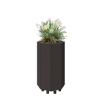 Floreira em aço - Octógone - 48,3 x 48,3 x 80 cm - RAL7016 fosco (cinzento antracite) - Com placa de base - Com rodas