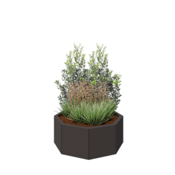 Floreira em aço - Octógone - 72,4 x 72,4 x 30 cm - RAL7016 fosco (cinzento antracite) - Com placa de base