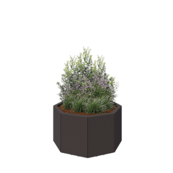 Floreira em aço - Octógone - 72,4 x 72,4 x 40 cm - RAL7016 fosco (cinzento antracite) - Com placa de base - Com pés