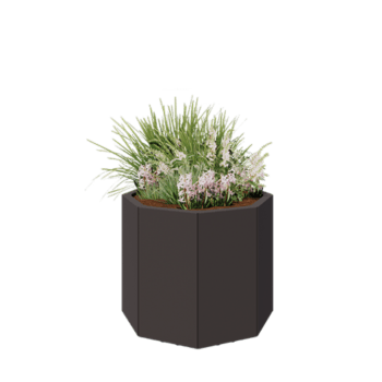Floreira em aço - Octógone - 72,4 x 72,4 x 60 cm - RAL7016 fosco (cinzento antracite) - Com placa de base - Com pés