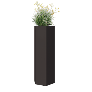 Floreira em aço - Hexágono - 39,3 x 34,6 x 100 cm - RAL7016 fosco (cinzento antracite) - Com placa de base - Com pés