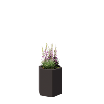 Floreira em aço - Hexágono - 39,3 x 34,6 x 40 cm - RAL7016 fosco (cinzento antracite) - Com placa de base