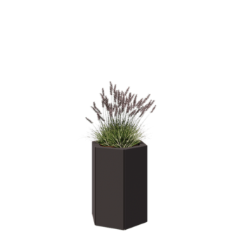 Floreira em aço - Hexágono - 39,3 x 34,6 x 50 cm - RAL7016 fosco (cinzento antracite) - Sem placa de base