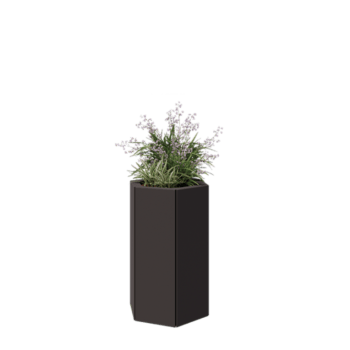 Floreira em aço - Hexágono - 39,3 x 34,6 x 60 cm - RAL7016 fosco (cinzento antracite) - Sem placa de base