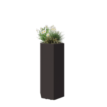 Floreira em aço - Hexágono - 39,3 x 34,6 x 80 cm - RAL7016 fosco (cinzento antracite) - Com placa de base - Com pés