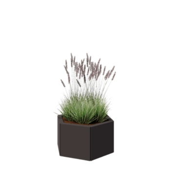 Floreira em aço - Hexágono - 59,3 x 52 x 30 cm - RAL7016 fosco (cinzento antracite) - Sem placa de base
