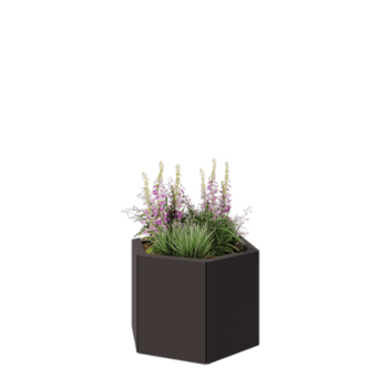 Floreira em aço - Hexágono - 59,3 x 52 x 40 cm - RAL7016 fosco (cinzento antracite) - Sem placa de base