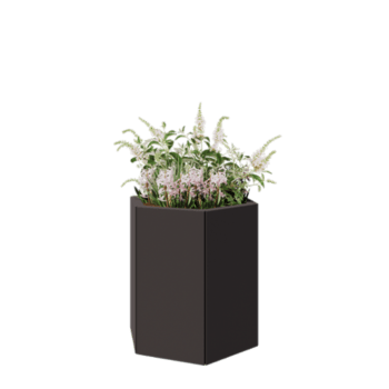 Floreira em aço - Hexágono - 59,3 x 52 x 60 cm - RAL7016 fosco (cinzento antracite) - Sem placa de base