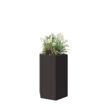 Floreira em aço - Hexágono - 59,3 x 52 x 80 cm - RAL7016 fosco (cinzento antracite) - Sem placa de base