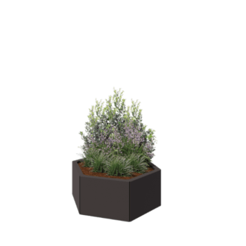 Floreira em aço - Hexágono - 79,3 x 69,3 x 30 cm - RAL7016 fosco (cinzento antracite) - Sem placa de base