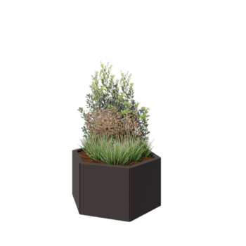 Floreira em aço - Hexágono - 79,3 x 69,3 x 40 cm - RAL7016 fosco (cinzento antracite) - Sem placa de base