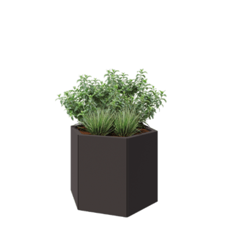 Floreira em aço - Hexágono - 79,3 x 69,3 x 60 cm - RAL7016 fosco (cinzento antracite) - Sem placa de base