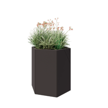 Floreira em aço - Hexágono - 79,3 x 69,3 x 80 cm - RAL7016 fosco (cinzento antracite) - Sem placa de base
