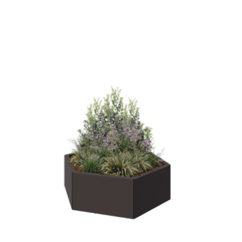 Floreira em aço - Hexágono - 99,3 x 86,6 x 30 cm - RAL7016 fosco (cinzento antracite) - Sem placa de base