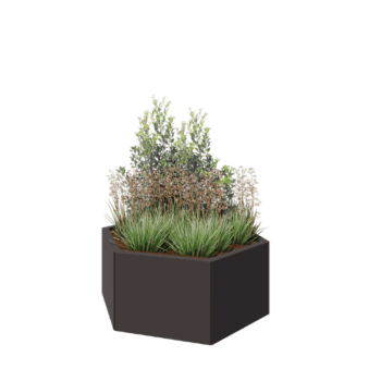 Floreira em aço - Hexágono - 99,3 x 86,6 x 40 cm - RAL7016 fosco (cinzento antracite) - Sem placa de base