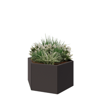 Floreira em aço - Hexágono - 99,3 x 86,6 x 50 cm - RAL7016 fosco (cinzento antracite) - Sem placa de base