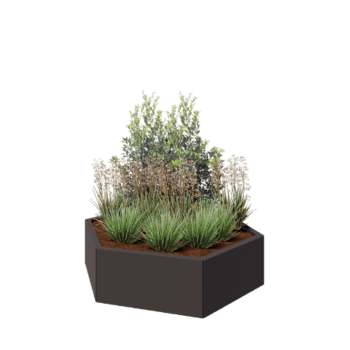 Floreira em aço - Hexágono - 119,3 x 103,9 x 30 cm - RAL7016 fosco (cinzento antracite) - Sem placa de base