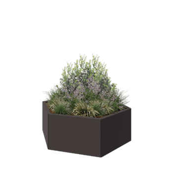 Floreira em aço - Hexágono - 119,3 x 103,9 x 40 cm - RAL7016 fosco (cinzento antracite) - Sem placa de base