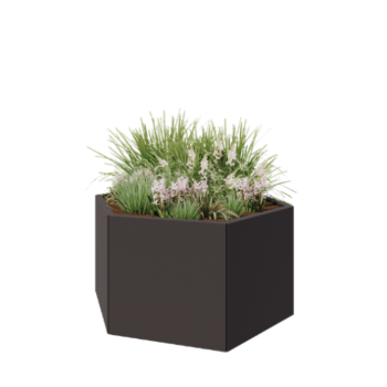 Floreira em aço - Hexágono - 119,3 x 103,9 x 60 cm - RAL7016 fosco (cinzento antracite) - Sem placa de base