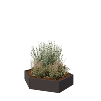 Floreira em aço - Hexágono - 159,3 x 138,6 x 30 cm - RAL7016 fosco (cinzento antracite) - Sem placa de base