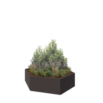 Floreira em aço - Hexágono - 159,3 x 138,6 x 40 cm - RAL7016 fosco (cinzento antracite) - Sem placa de base